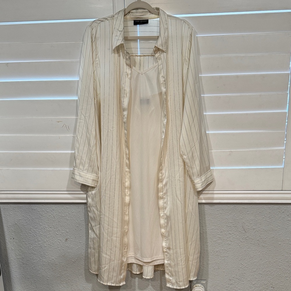 Lane Bryant Ivory and Black Patterned Dress